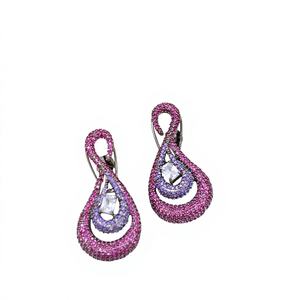 Boucles d'oreilles en moissanite plaquées argent de qualité supérieure, style moderne, élégantes, pour femmes et filles, collection pour mariage et soirées. - Product Image 1