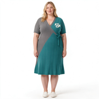 Robe pull jacquard en viscose tricotée sur mesure, coupe oversize, à manches courtes et col en V, avec ceinture à nouer, écologique, pour l'automne, vente en gros