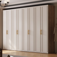 Armoire pleine hauteur à porte battante, style rétro français, color-block, pour chambre à coucher, simple et moderne, en bambou fini