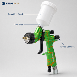 Pistolet de pulvérisation HVLP Kingtop pour peinture à base d'eau, pistolet de pulvérisation automobile professionnel Kingtop WARTE HVLP, buse de 1,3 mm et 1,4 mm, voiture - Product Image 4
