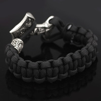 Buatan tangan Viking Odin Double Raven Vegvisir gelang kepang pria WZU085 perak antik Norse Rune jimat rantai perhiasan grosir