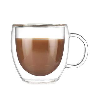 Tasses à espresso à double paroi faites à la main de 200 ml, en céramique borosilicate de haute qualité, avec couvercle et cuillère, design moderne pour les ventes chaudes, crème glacée - Product Image 3
