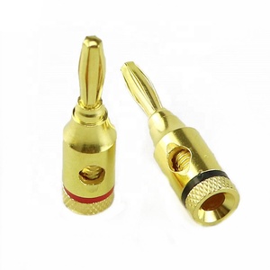 Connecteurs de fil de câble de haut-parleur audio musical plaqué or pour outil de ligne de haut-parleur à usage domestique rouge et noir - Product Image 2