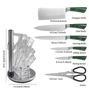 Snelle Levering Keukenmessen 7 Stuks Set Keuken Rvs Hakmes Met Messenhouder