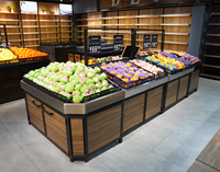 Opbergrek voor verse producten, groente-displayrek, professionele fruitrekken, metaal/hout, enkelzijdig, extra sterk