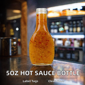8 oz 250 <span class=keywords><strong>ml</strong></span> Woozy botella de vidrio condimento para el hogar redondo <span class=keywords><strong>Tabasco</strong></span> Chili salsa picante aderezo con tapas de tapa de rosca de plástico negro retráctil - Product Image 2