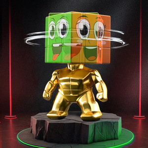 Yuxin Muscle Man Rubik's Cube 3x3, jouet de puzzle rotatif doré, éducatif, stimulant le cerveau, pour les jeunes et les enfants, unisexe - Product Image 2