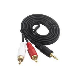 สายแยกสัญญาณเสียงแจ็ค3.5มม. ยาว1.4ม. ไปยังสาย <span class=keywords><strong>RCA</strong></span> AUX 2หัวสำหรับกล่องทีวีโฮมเธียเตอร์สายลำโพง - Product Image 1