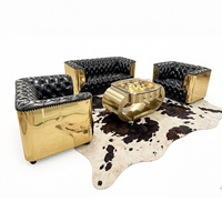 Table basse de luxe avec cadran doré, structure en acier inoxydable pour hall d'hôtel 5 étoiles et club haut de gamme