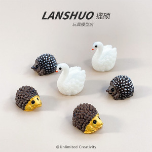 Resin Miniature Animal Swan And Hedgehog Figurines For Home Decoration Craft DIY Accessories <b>Small</b> <b>Ornament</b> Plastic Resin - Product Image 2
