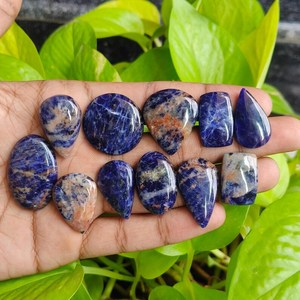 โซดาไลต์ธรรมชาติทรงหลังเบี้ย สีน้ำเงิน 219 กะรัต พลอยแจสเปอร์โซดาไลต์ สำหรับทำเครื่องประดับ ขายส่งจากอินเดีย - Product Image 5