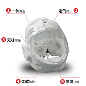 ริล คาราเต้หมวกกันน็อคพลาสติกสีขาวป้องกันศีรษะพร้อมแผ่นปิดหน้าสำหรับฝึกศิลปะการต่อสู้กีฬาต่อสู้สำหรับทุกเพศขนาด Smlxl - Product Image 4