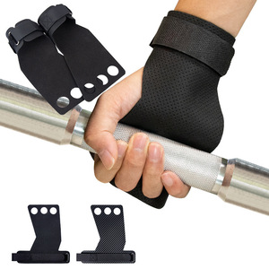 Gants de sport en cuir et fibre de carbone personnalisables 2026 avec logo, 3 trous pour la paume, idéaux pour l'haltérophilie, le CrossFit, la gymnastique et le fitness haut de gamme - Product Image 1