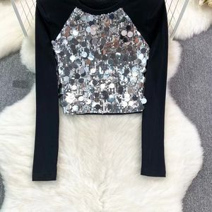 Hauts à manches longues pour femmes tshirts à paillettes femmes <span class=keywords><strong>bling</strong></span> <span class=keywords><strong>bling</strong></span> tops - Product Image 3