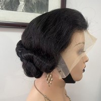 Perruque Lace Front 13x4, Cheveux Humains Courts Bouclés Crépus de 6 Pouces, Coupe Pixie Afro Rétro Bouclée, Perruques Sans Colle pour Femmes Noires
