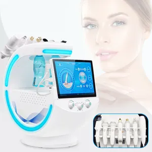 Máquina de beleza hidro multifuncional 7 em 1 para uso facial, bolha inteligente com oxigênio, água e azul, ideal para uso em 2024