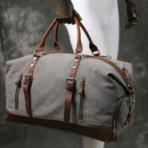 Custom Waterproof Canvas Leather Travel <b>Bag</b> Heavy Duty Vintage Unisex <b>Weekender</b> Overnight Duffel <b>Holdall</b> LCTB-0166 - Product Image 1
