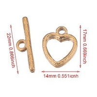 Fermoir T en Acier Inoxydable Plaqué Or PVD 18K pour Bijoux | Modèles Cœur Rond Spirale Barre de Verrouillage pour la Fabrication de Bracelets et Colliers DIY