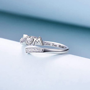 Anello Aperto a Forma di Cuore con Scritta MOM per Donne, Regalo per la Festa della Mamma, Gioiello da Dito alla Moda - Product Image 6