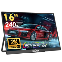 Monitor Portátil 2K de 16 Pulgadas, 240Hz QHD IPS, Pantalla Externa para Laptop, 2560x1600, 100% sRGB, con Altavoces Integrados, para Juegos y MacBook