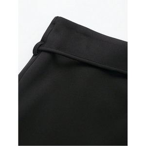 FOXA Women's Zip Up Skort Low Rise A Line Belted Mini Skirt Adjustable For Going Out - Product Image 3