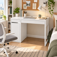 Bureau d'étude compact tout en acier avec tiroir, bureau d'ordinateur moderne pour étudiants, pour chambre à coucher, dortoir, bureau à domicile