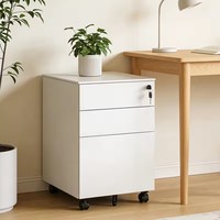 Meuble de rangement mobile à trois tiroirs en acier, sous bureau, peu encombrant, avec serrure, écologique, pour petit bureau ou chambre