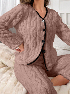 Set <span class=keywords><strong>pigiama</strong></span> caldo di flanella da <span class=keywords><strong>donna</strong></span> a maniche lunghe e pantaloni lunghi Set <span class=keywords><strong>pigiama</strong></span> <span class=keywords><strong>con</strong></span> <span class=keywords><strong>bottoni</strong></span> - Product Image 6