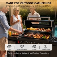 Livraison rapide en 7 jours aux États-Unis - Barbecue au gaz propane Youya à 6 brûleurs, moderne, en acier inoxydable, étanche, cuisine extérieure pliable, réfrigérateur
