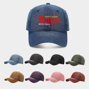 LDSC Vente en gros 6 panneaux Casquettes de baseball en denim non structurées Semi Custom Embroidery Logo Trendy <span class=keywords><strong>Jeans</strong></span> Dad Caps for Outdoor Sport - Product Image 1
