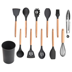 Ustensiles de cuisine multifonctions très vendus, ensemble de 11 pièces en silicone avec manche en bois - Product Image 3