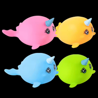 Jouet anti-stress en PU gonflable lumineux LED en forme de baleine/flamant rose/sirène pour filles et garçons de 14 ans et plus, vente en gros OEM