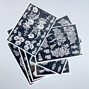 Venta al por mayor transfronteriza DIY arte corporal cara temporal encaje pegatina diseño a prueba <span class=keywords><strong>de</strong></span> agua papel blanco espalda mano tatuaje plantilla - Product Image 3