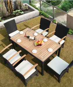 Meilleur prix pour des meubles de jardin imperméables, table de salle à manger en rotin, en métal, en <span class=keywords><strong>bois</strong></span>, pour l'extérieur, pour le jardin - Product Image 5