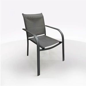 Sedia impilabile in alluminio e textilene antracite/grigio - Product Image 1