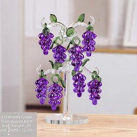 Décoration d'intérieur en cristal violet en forme de vigne, grappe de raisins en cristal, bonsaï pour étagère de cheminée