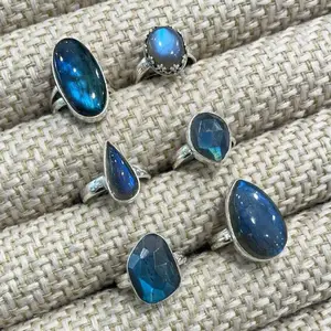 Custom Labradorite stone jewelry rings 925 silver jewlery ring