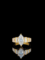 Bague de fiançailles pour femme en or jaune massif plaqué 18 carats, diamant de laboratoire taille marquise, style vintage, pureté VS IGI