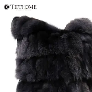 Tiff Home Wholesale New Innovation 45*45cm Reusable Black Fox Fur Comfy Luxury Throw Pillows Boho For Home Decor