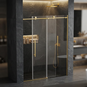 Porte de douche coulissante moderne sans cadre pour salle de bain 56-60 L x 75 H 8 mm Verre trempé Design silencieux à fermeture douce - Product Image 3