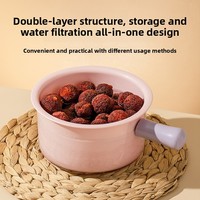 Écumoire multifonctionnelle en plastique pour légumes et fruits, panier de lavage double couche avec filtre à résidus alimentaires pour évier de cuisine
