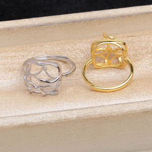 แหวนเงินแท้ S925 สไตล์บาโรก DIY แบบเปิด รูปทรงกระดุม เรียบง่าย 5640 อะไหล่และอุปกรณ์ทำเครื่องประดับ - Product Image 3