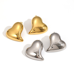 Pendientes de acero inoxidable con forma de corazón, oro y plata, para mujer, regalo, joyería de moda - Product Image 3