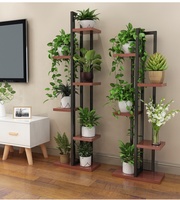 Support pour plantes en bois et en fer multicouches Présentoir à fleurs pour la décoration intérieure Balcon Support pour jardinière en ciment pour le jardin
