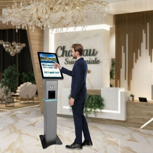 21.5/18.5 Inch Order Kiosk Self Checkout Machine <b>Printer</b> QR <b>Scanner</b> Passbook Reader Cash Payment Self Check-in Kiosk in Hotel - Product Image 1