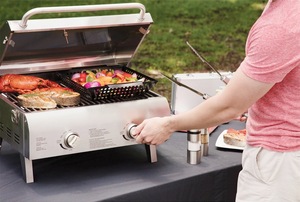 Parrilla de Gas Portátil de Acero Inoxidable de Primera Calidad con 2 Quemadores de GLP Ecológica para Acampar y Hacer Picnic - Product Image 4