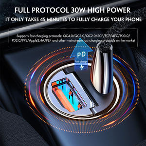Металл 12 В/24 В 30 Вт QC3.0 PD3.0 мини портативный мобильный ноутбук мобильный телефон USB Type C Быстрая зарядка автомобильные зарядные устройства и адаптер - Product Image 5