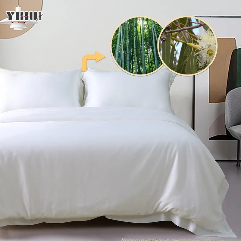 Lençóis de cama Lyocell de bambu ultra macios venda quente respirável amigável à pele personalizado como seda amoreira