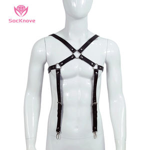 SacKnove 50019 nouvelle tenue Sexy alternative bretelles soutien homme haut corps en cuir jarretelles <span class=keywords><strong>porte</strong></span>-jarretelles pour hommes harnais - Product Image 1