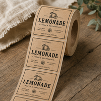 Rouleau d'étiquettes en papier kraft brun mat à marque privée avec adhésif permanent résistant à l'eau pour pots de miel et boîtes de thé
